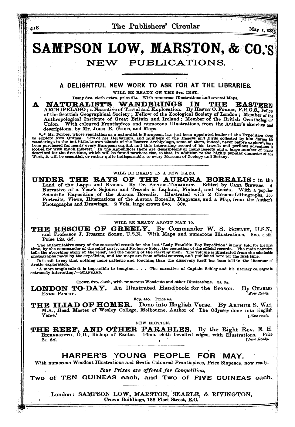 Publishers’ Circular (1880-1890): jS F Y, 1st edition - Ad03401