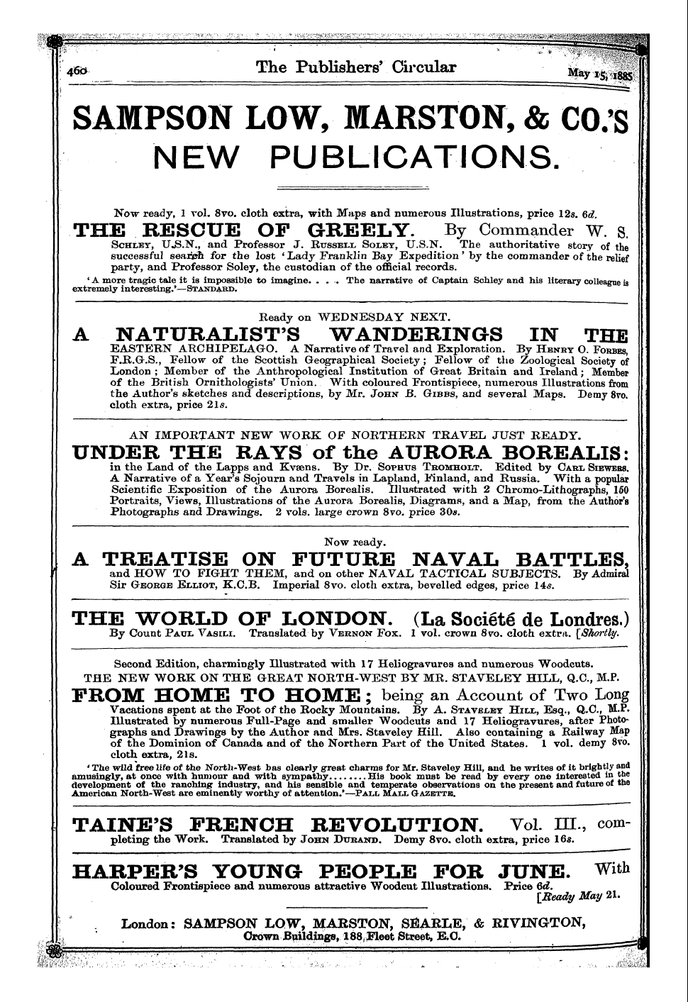 Publishers’ Circular (1880-1890): jS F Y, 1st edition - ¦46 * __ The Publishers' Circular __J^*£...