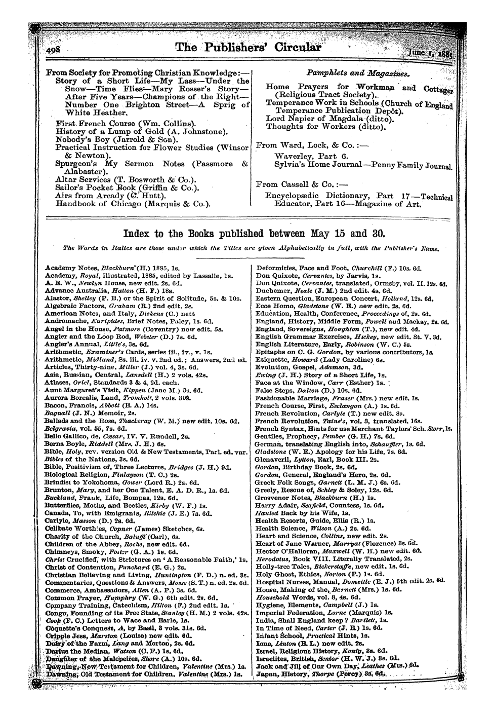 Publishers’ Circular (1880-1890): jS F Y, 1st edition - Books Received For Notice :—