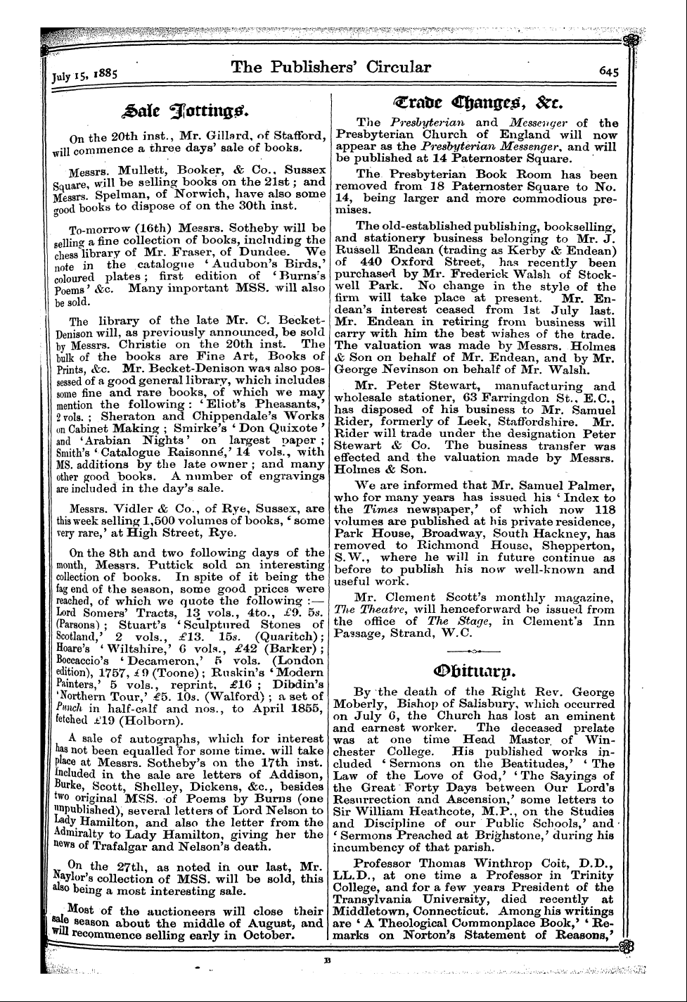 Publishers’ Circular (1880-1890): jS F Y, 1st edition - ? L^Ffi V ' ^~~~^^" ' • • ' " ' ••'"''¦ ...