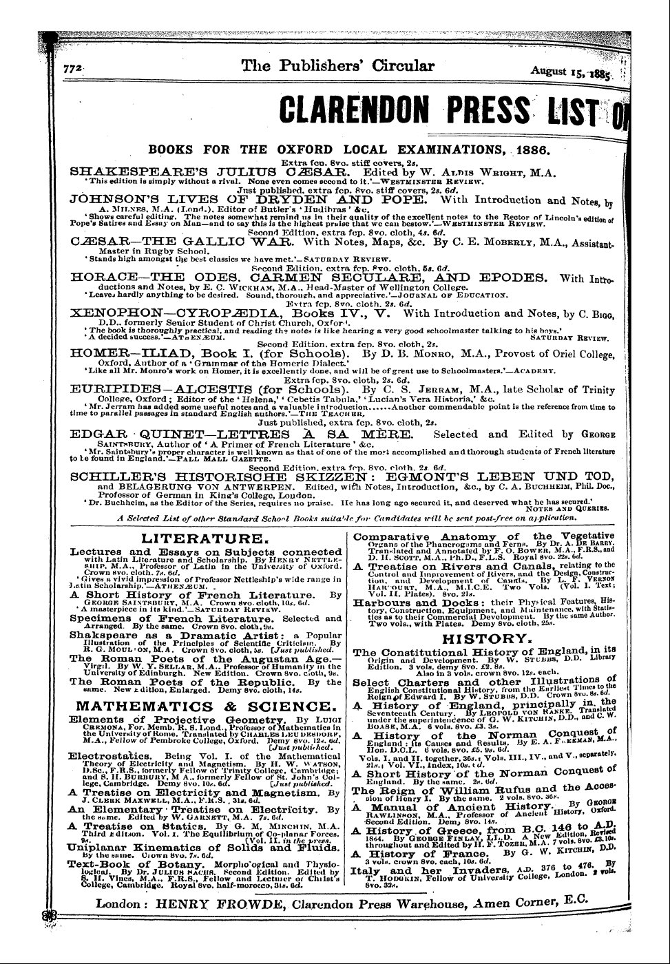 Publishers’ Circular (1880-1890): jS F Y, 1st edition: 40