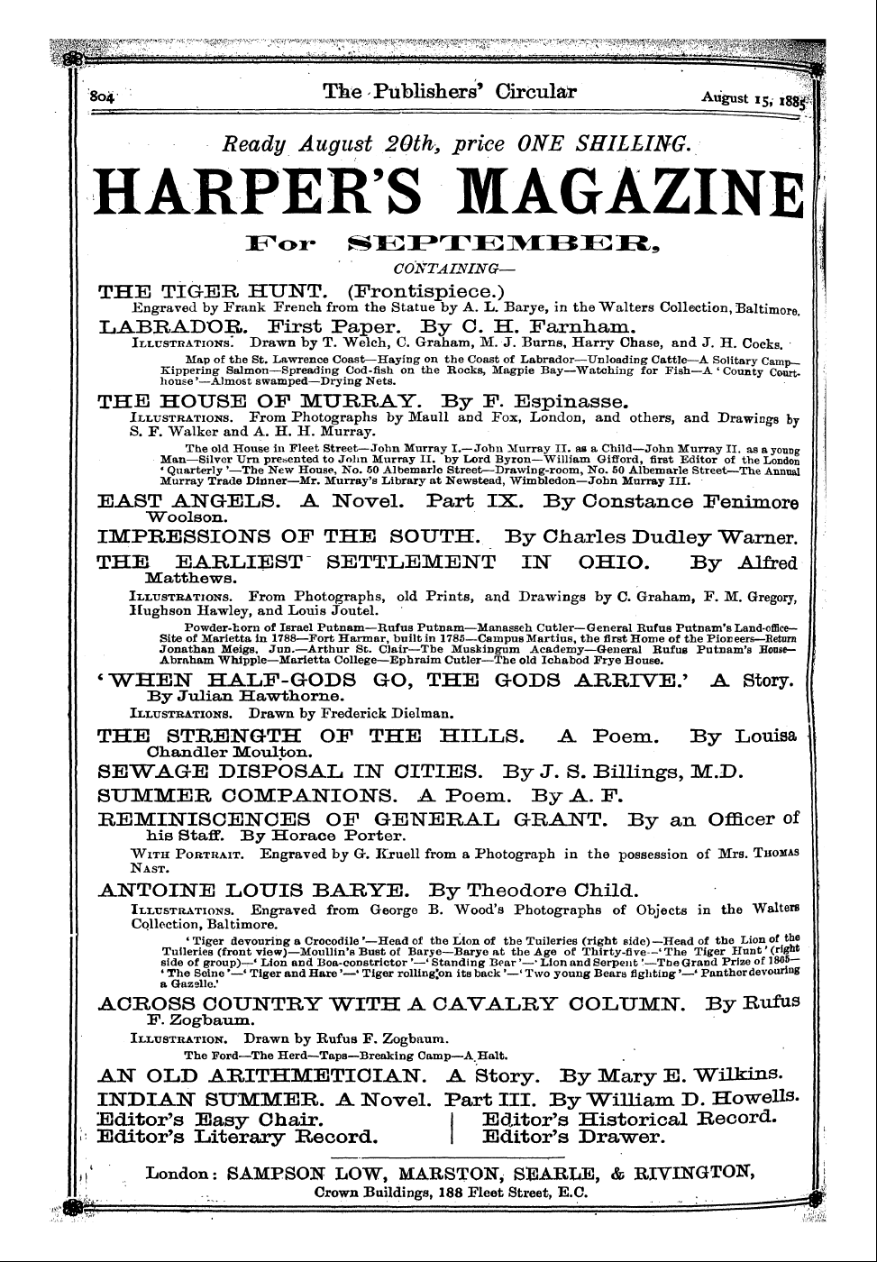 Publishers’ Circular (1880-1890): jS F Y, 1st edition: 74