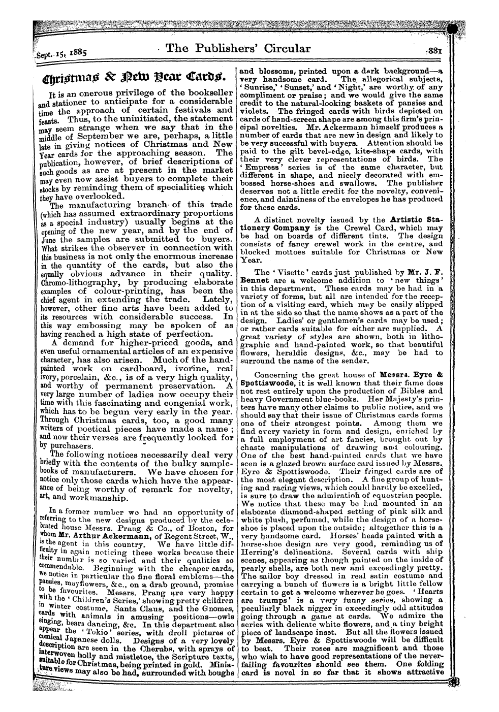 Publishers’ Circular (1880-1890): jS F Y, 1st edition: 9