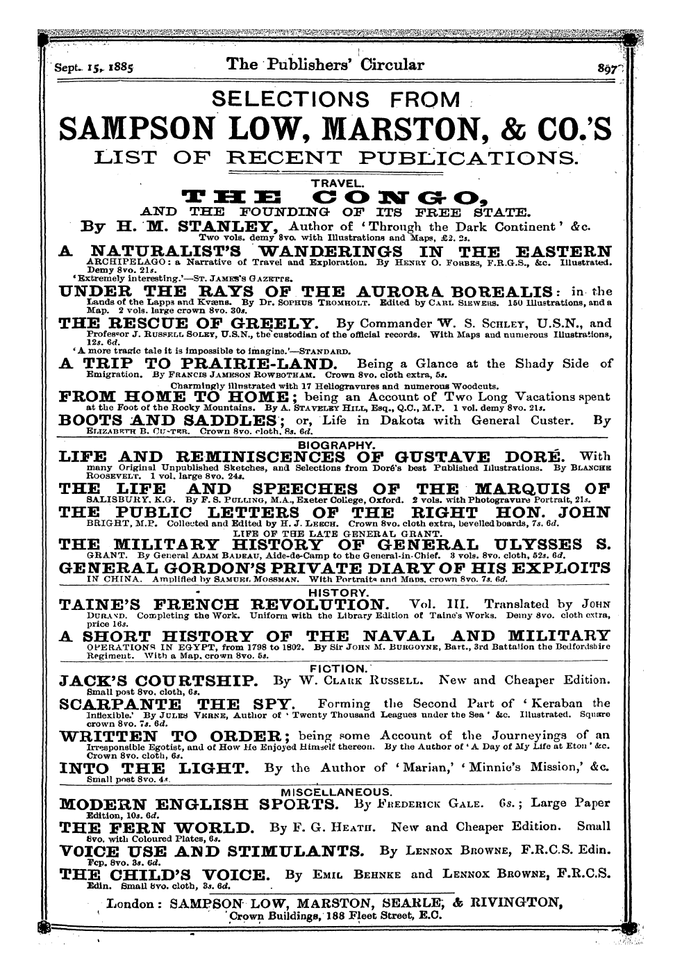 Publishers’ Circular (1880-1890): jS F Y, 1st edition: 25