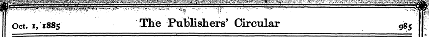 Oct. i, 1885 The Publishers' Circular g$...