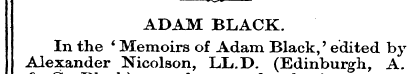 ADAM BLACK. Alexander In the ' Mem Nicol...