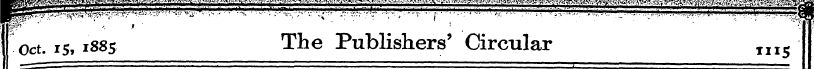 Oct. 15, 1885 The Publishers' Circular T...