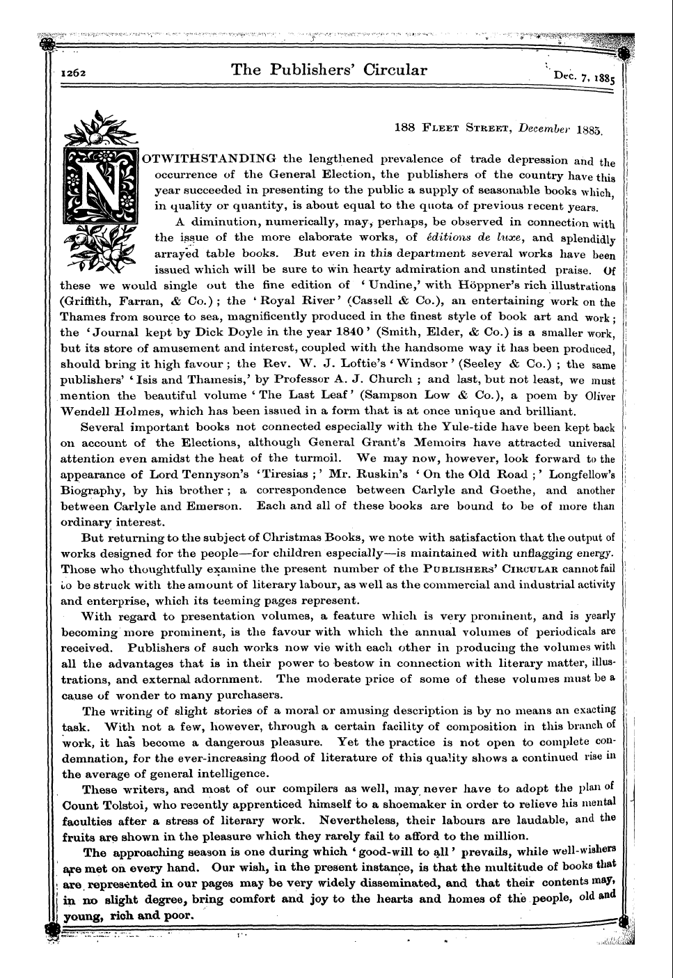 Publishers’ Circular (1880-1890): jS F Y, 1st edition - * **- Ttip. Publishers' Oirr.Iitar ^