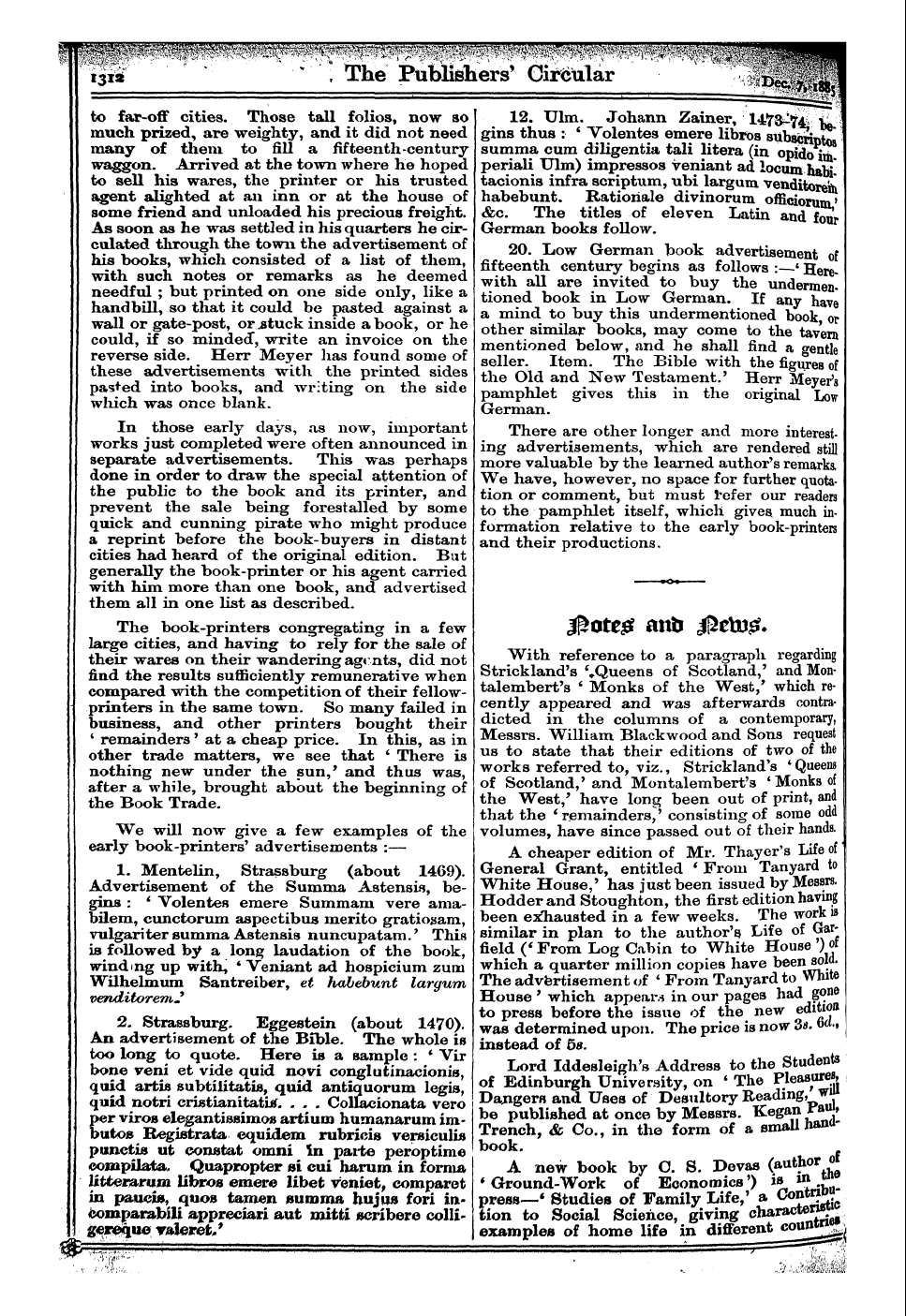 Publishers’ Circular (1880-1890): jS F Y, 1st edition - £>Otc$ Anb £*E\Xsg.