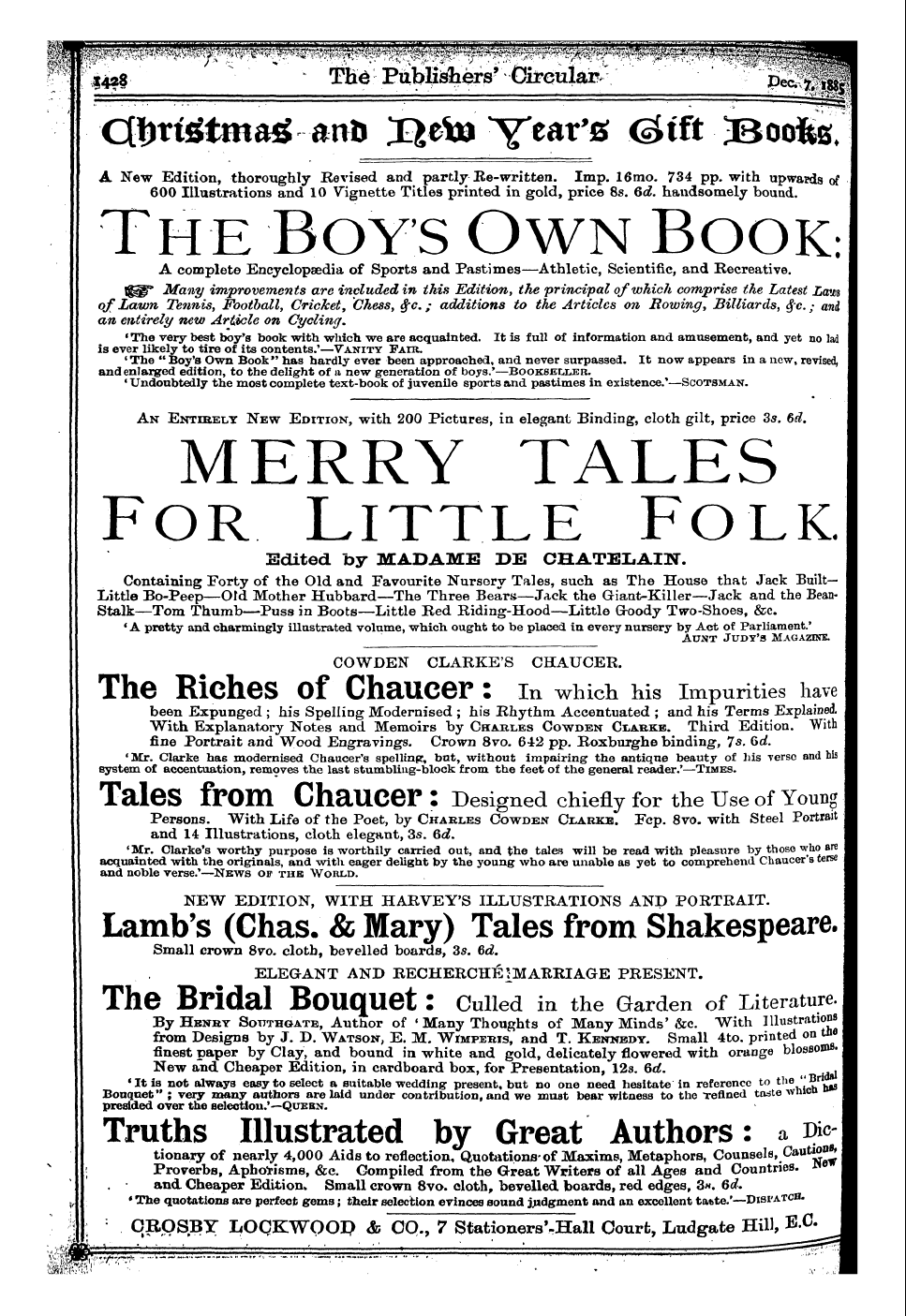 Publishers’ Circular (1880-1890): jS F Y, 1st edition - Ad16701