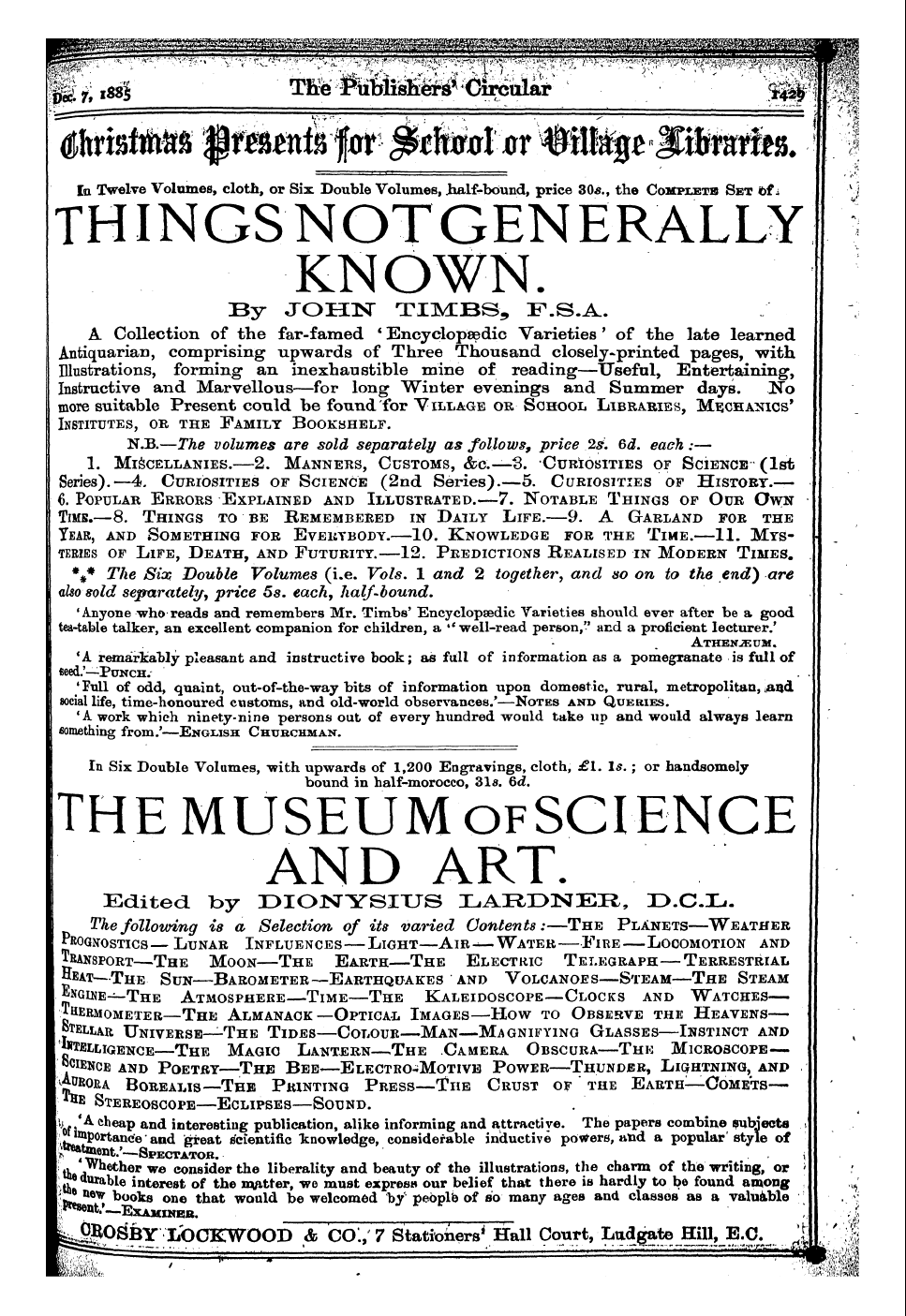 Publishers’ Circular (1880-1890): jS F Y, 1st edition - Ad16701