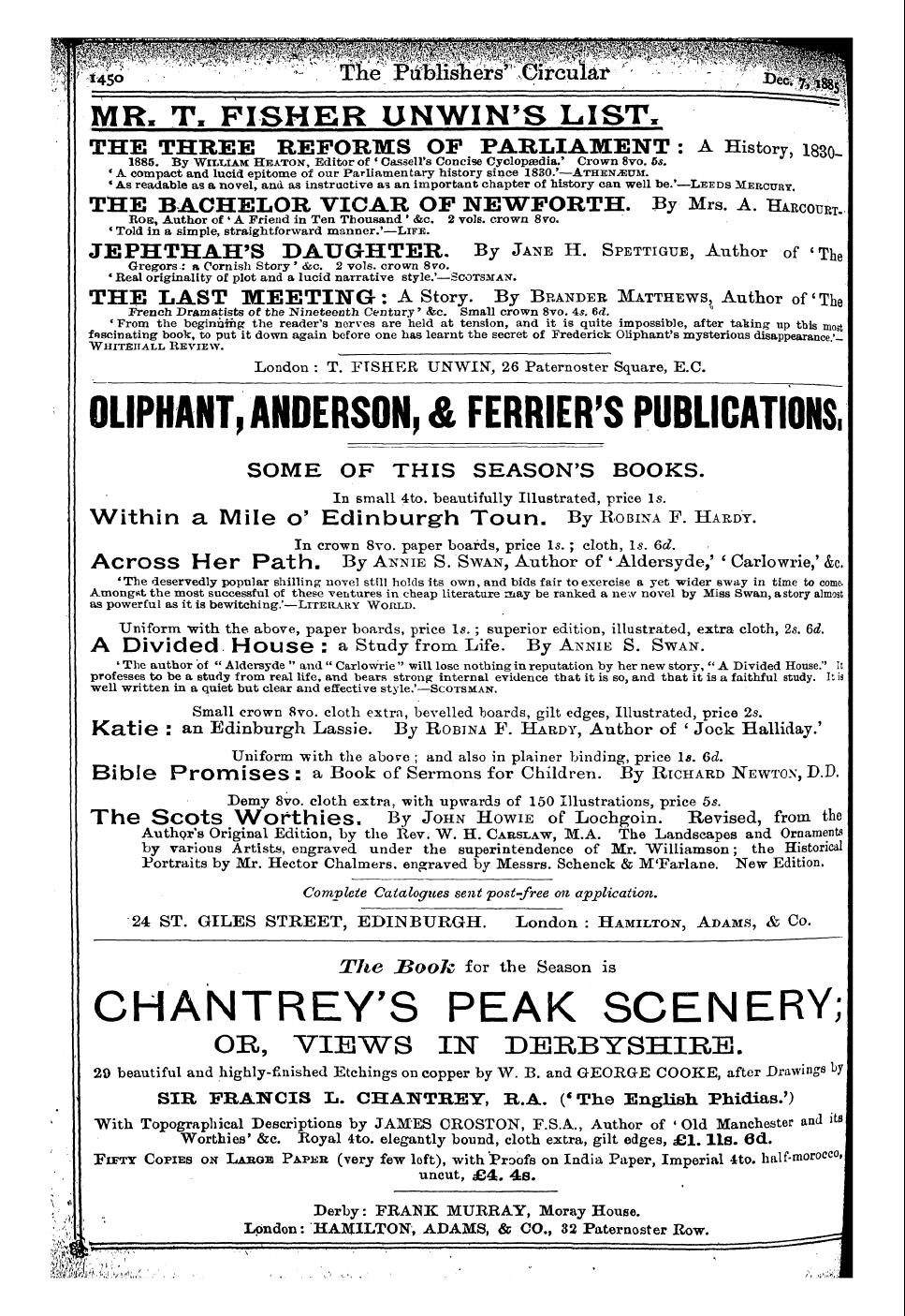 Publishers’ Circular (1880-1890): jS F Y, 1st edition: 190