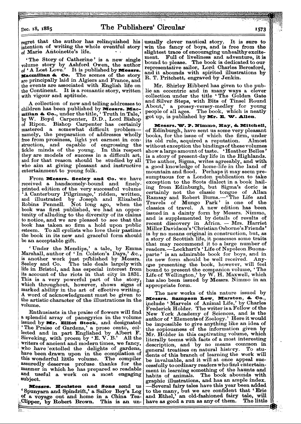 Publishers’ Circular (1880-1890): jS F Y, 1st edition: 5