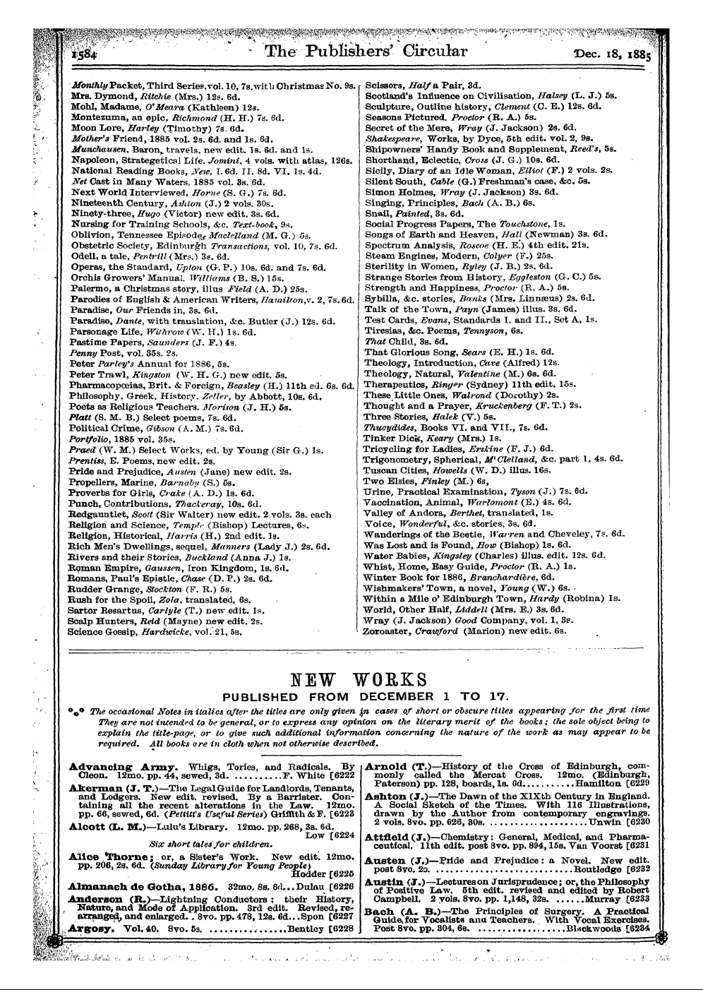 Publishers’ Circular (1880-1890): jS F Y, 1st edition: 16