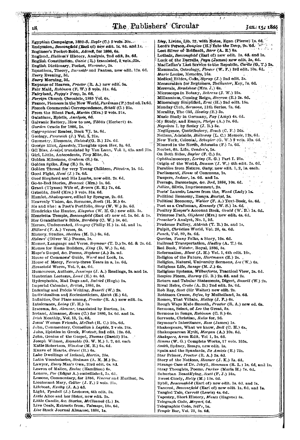 Publishers’ Circular (1880-1890): jS F Y, 1st edition: 20