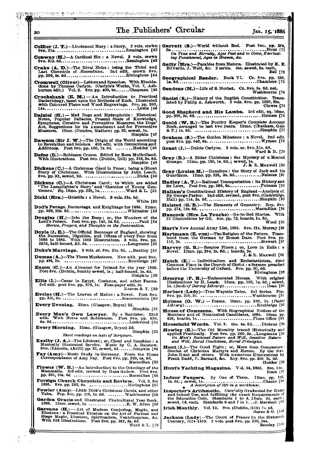 Publishers’ Circular (1880-1890): jS F Y, 1st edition: 22