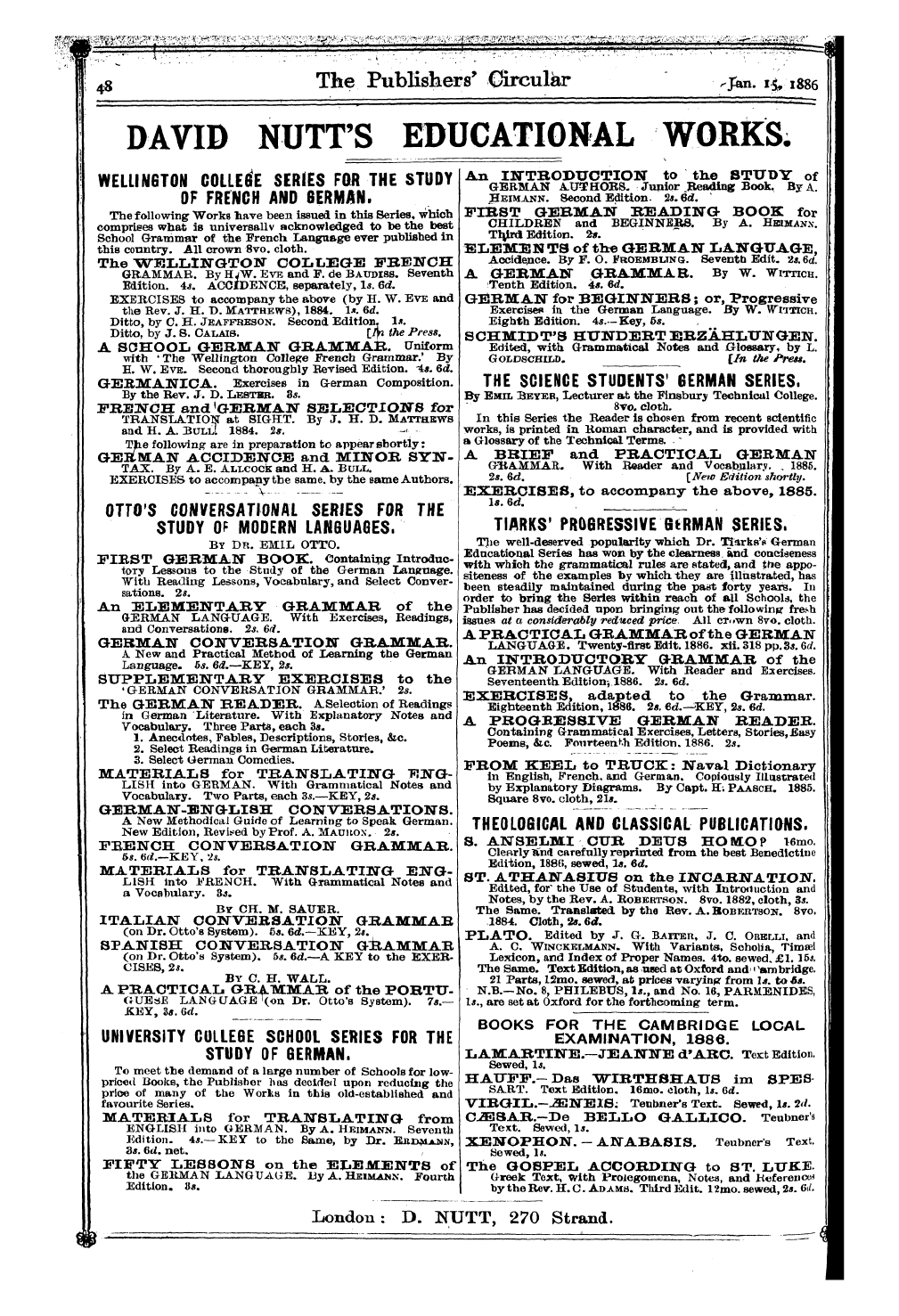 Publishers’ Circular (1880-1890): jS F Y, 1st edition - Ad05001