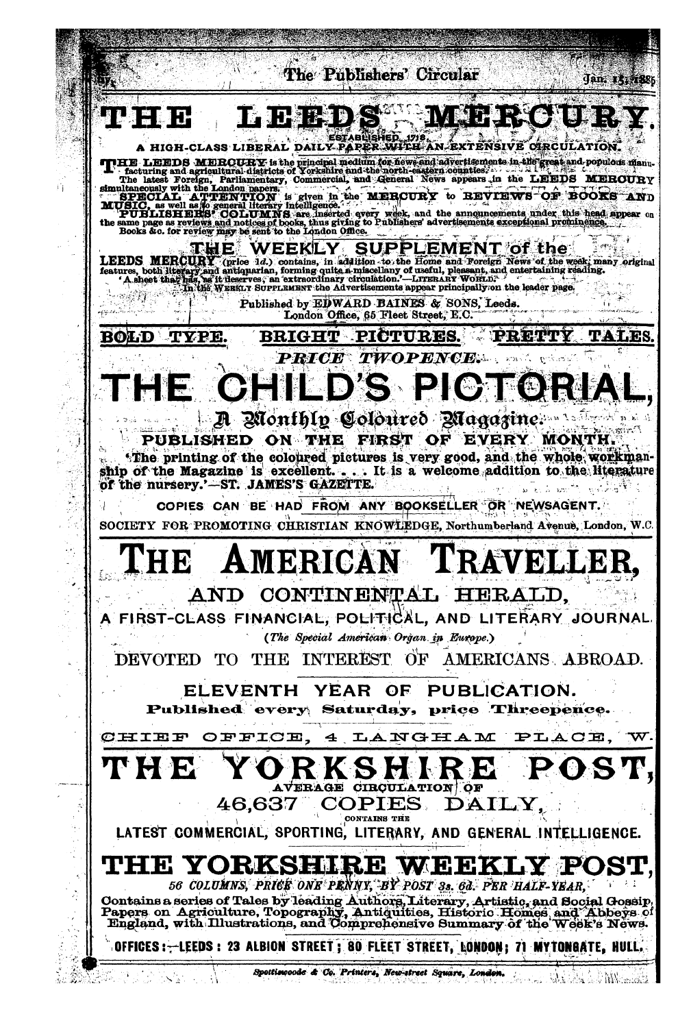 Publishers’ Circular (1880-1890): jS F Y, 1st edition - Ad10603