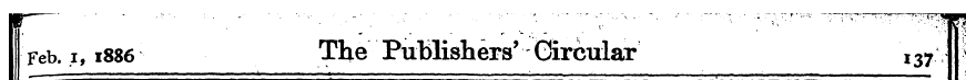 Feb. i, 1886 The Publishers' Circular , ...