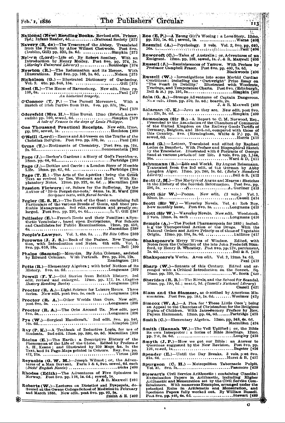 Publishers’ Circular (1880-1890): jS F Y, 1st edition: 19