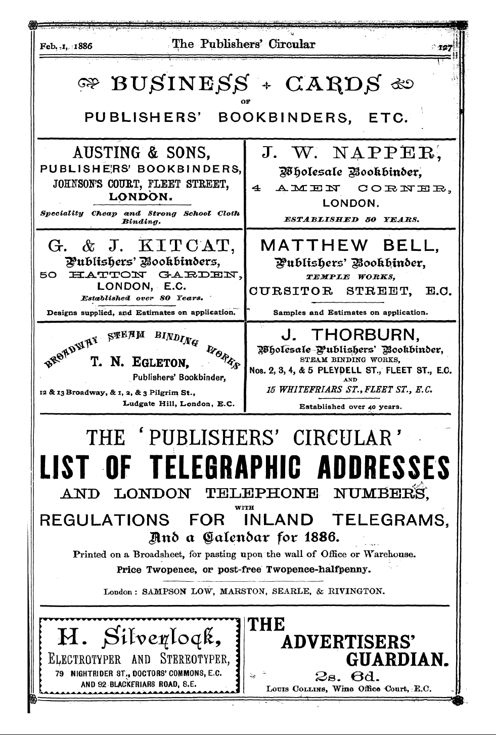 Publishers’ Circular (1880-1890): jS F Y, 1st edition - Ad03304