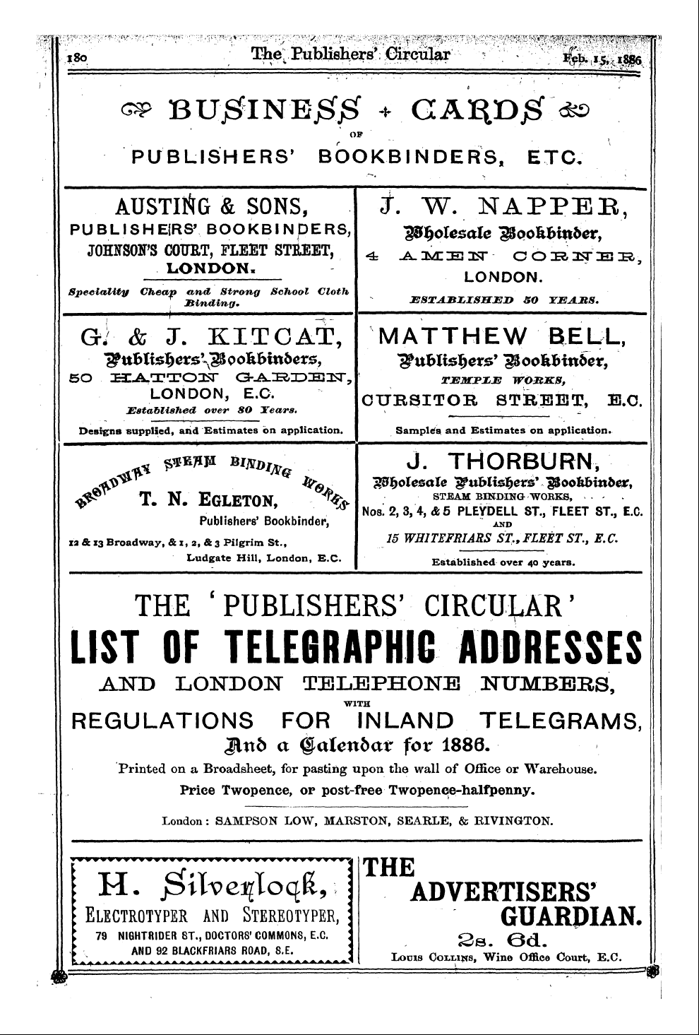 Publishers’ Circular (1880-1890): jS F Y, 1st edition - Ad03806