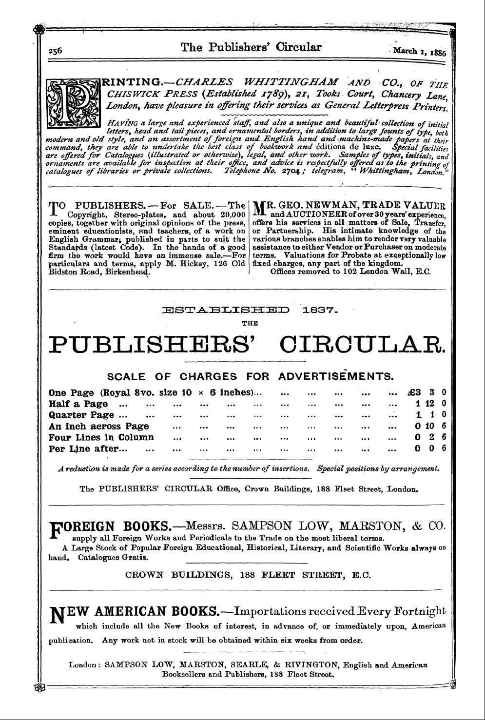 Publishers’ Circular (1880-1890): jS F Y, 1st edition - Ad06201