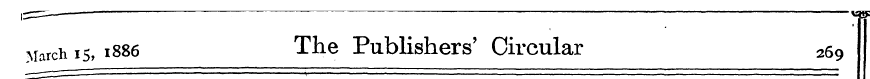 _ ____ __ __ . March 15, 1886 The Publis...