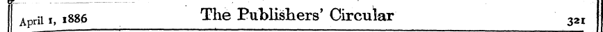 Cr April i, 1S86 The , Publisliers' Circ...