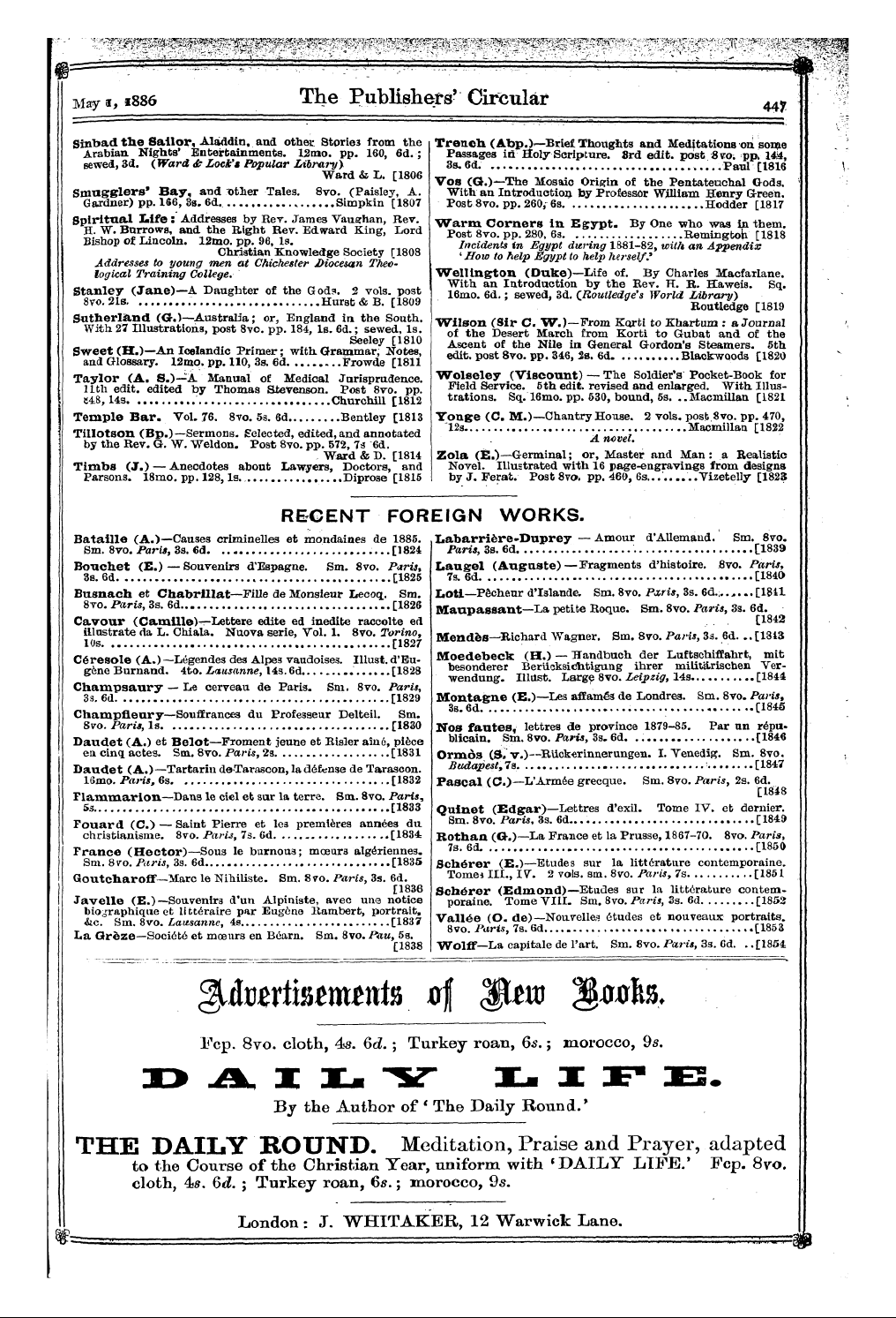 Publishers’ Circular (1880-1890): jS F Y, 1st edition - I Ball (T. F.)—Queen Victoria : Scenes A...