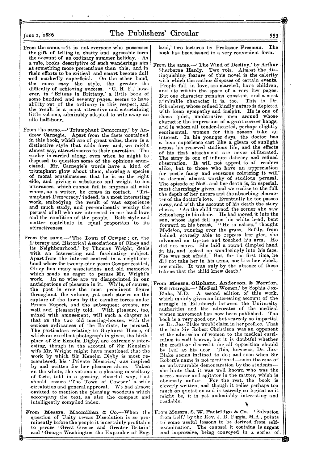 Publishers’ Circular (1880-1890): jS F Y, 1st edition - Ficbtcidtf, ^Rc» From .W ^^ ^^^ ^^^^^ Me...