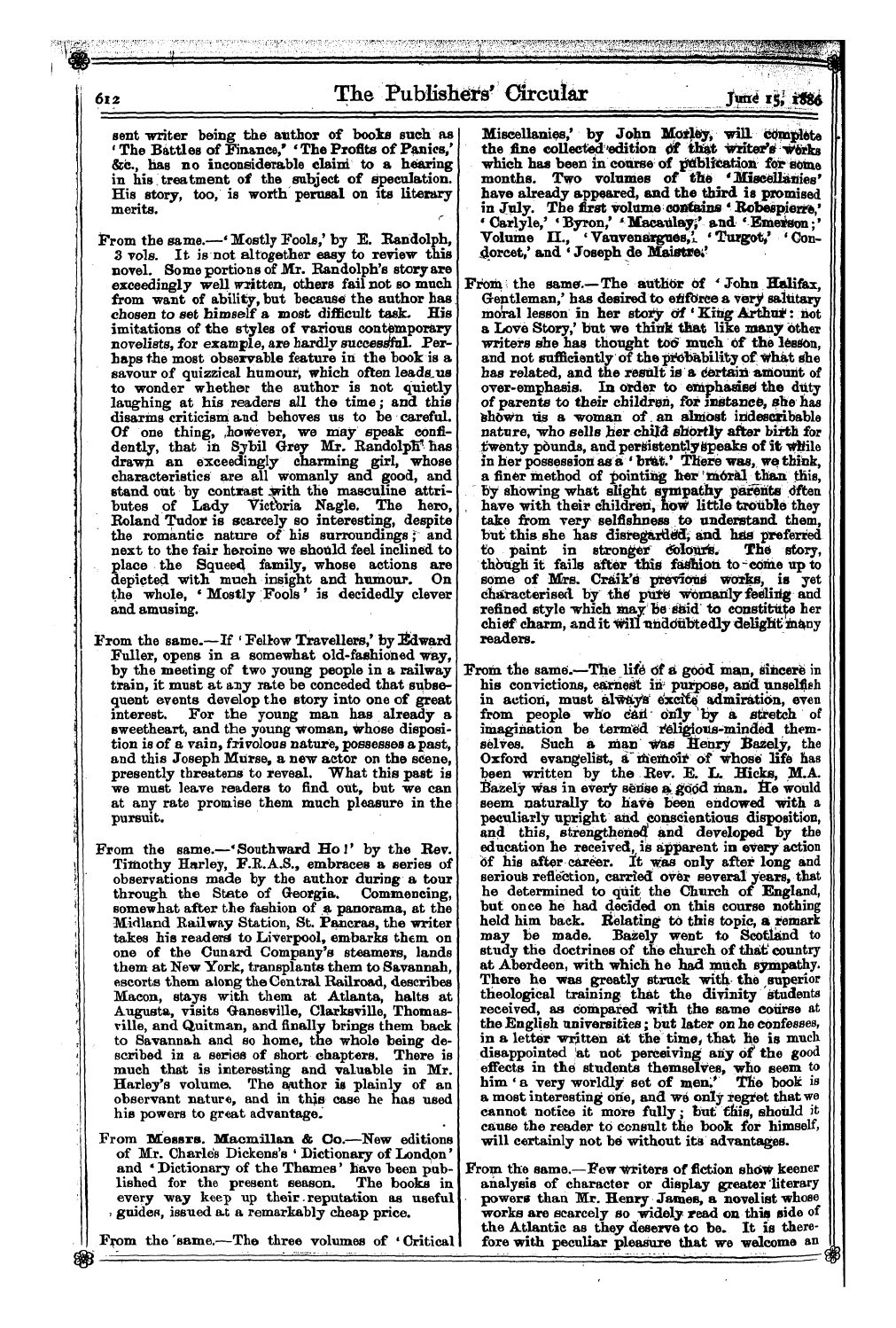 Publishers’ Circular (1880-1890): jS F Y, 1st edition: 18