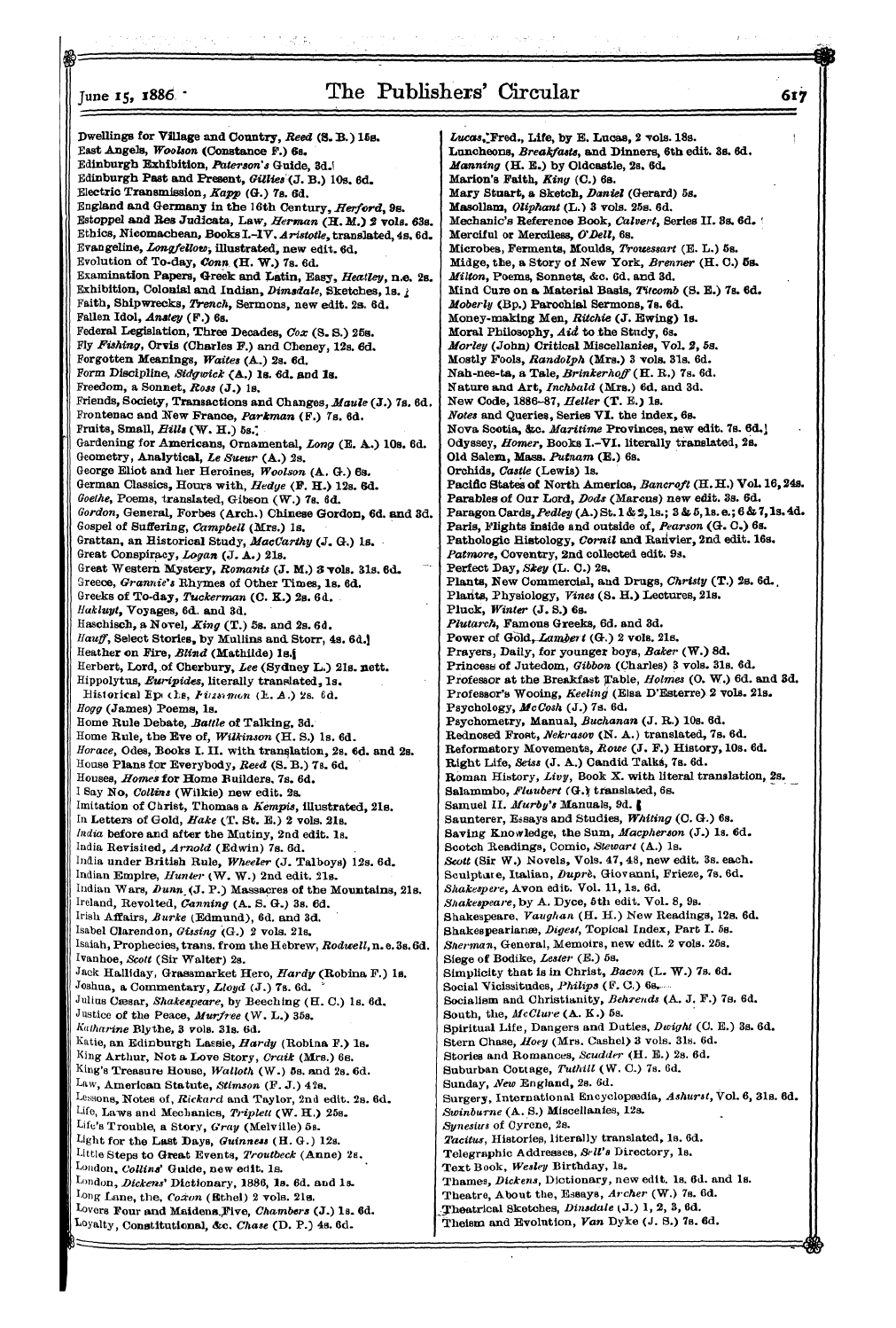 Publishers’ Circular (1880-1890): jS F Y, 1st edition - Ac&Dia, Constance Of , A Novel, 7s. 6d.