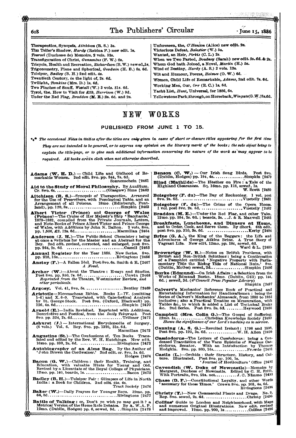 Publishers’ Circular (1880-1890): jS F Y, 1st edition: 24