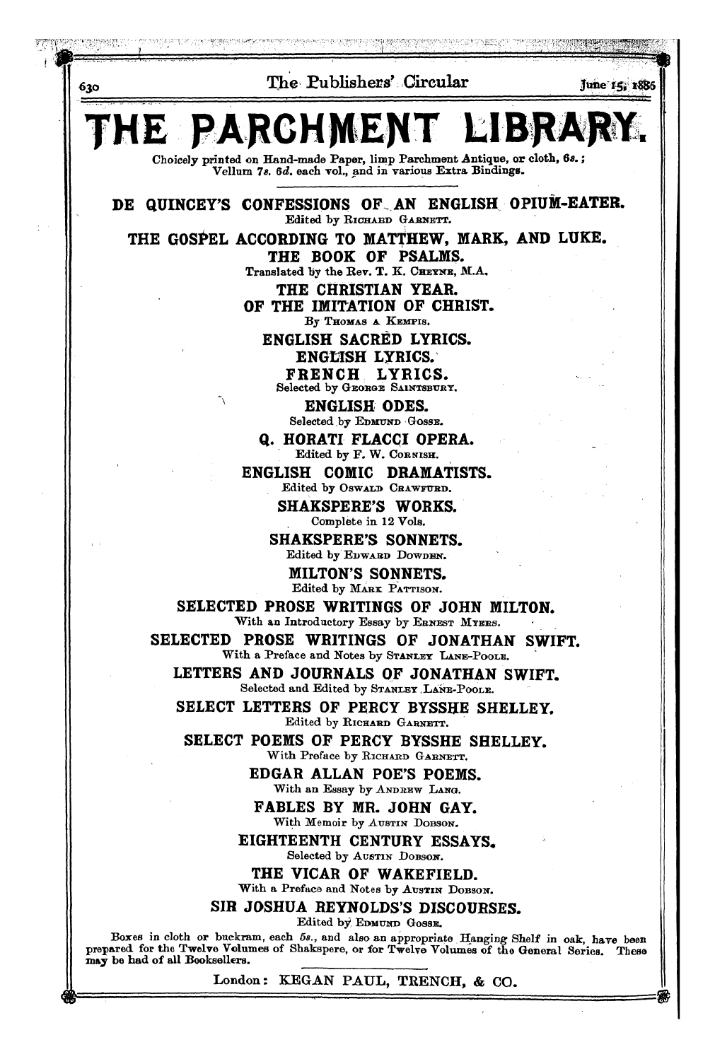 Publishers’ Circular (1880-1890): jS F Y, 1st edition: 36