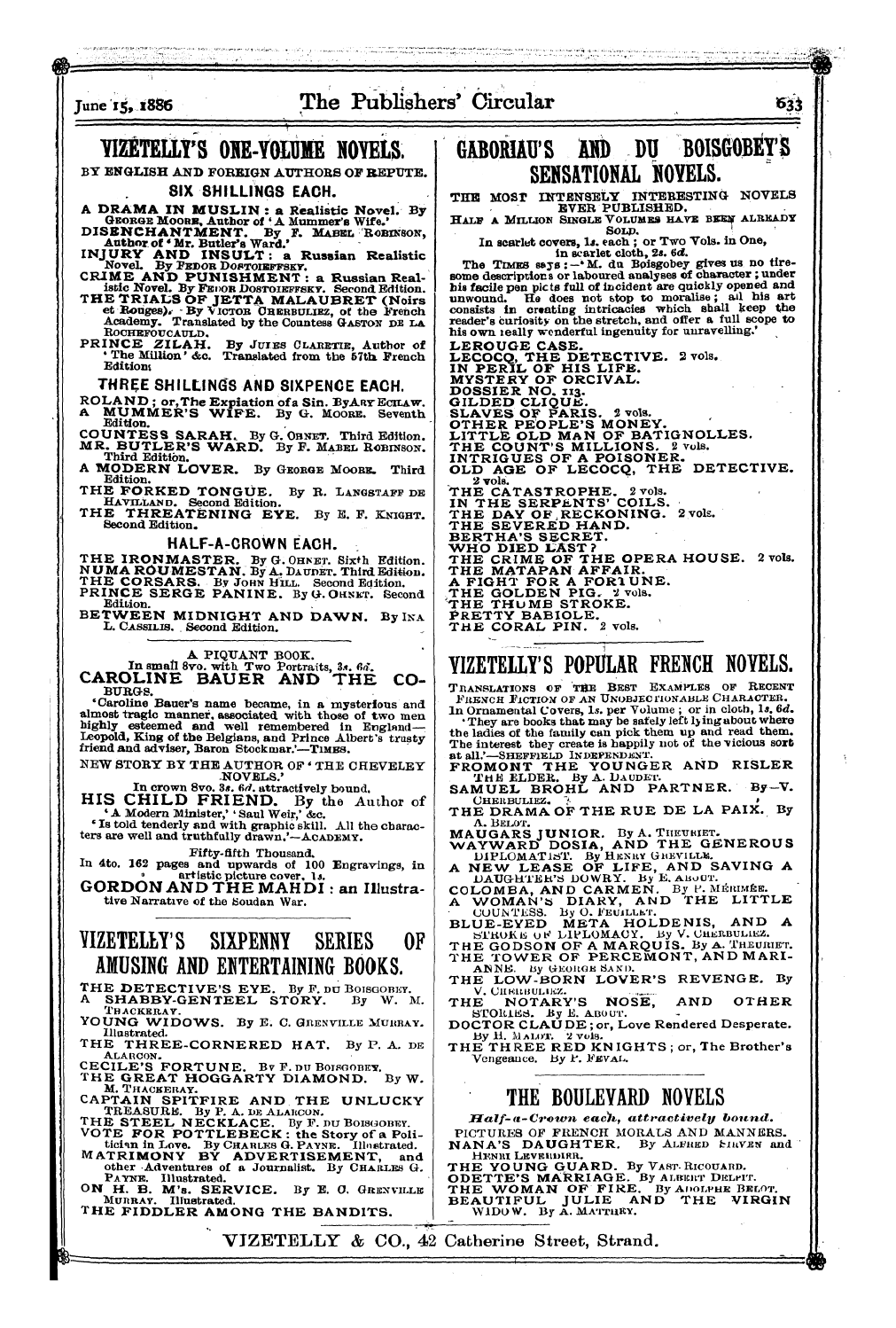 Publishers’ Circular (1880-1890): jS F Y, 1st edition - Ad03901