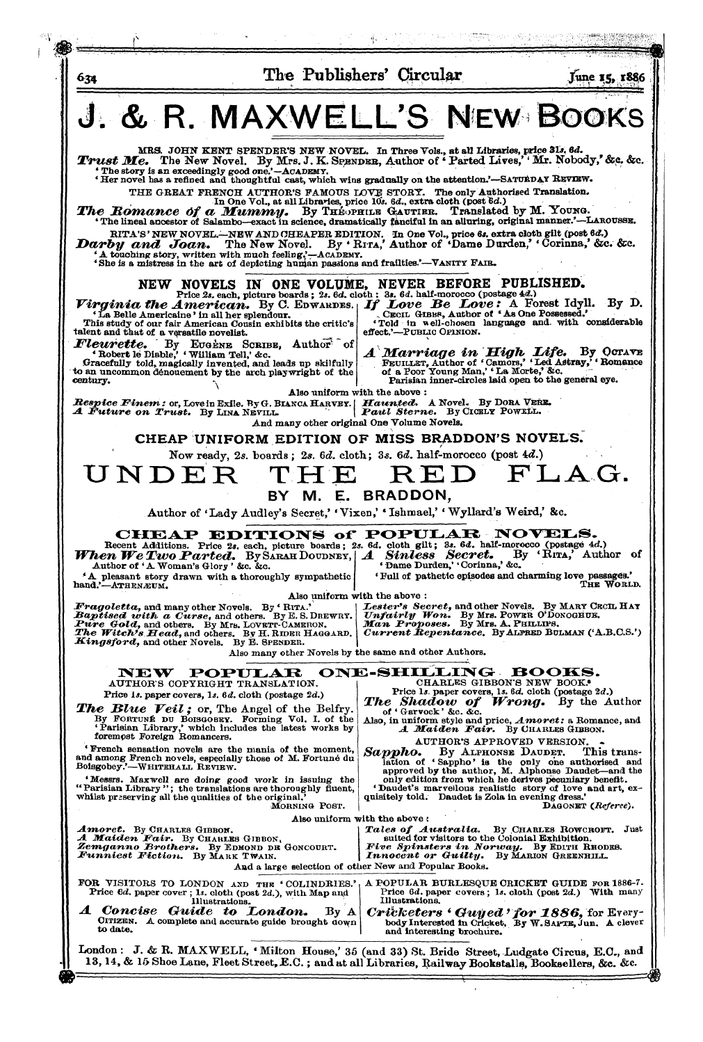 Publishers’ Circular (1880-1890): jS F Y, 1st edition - Ad04001