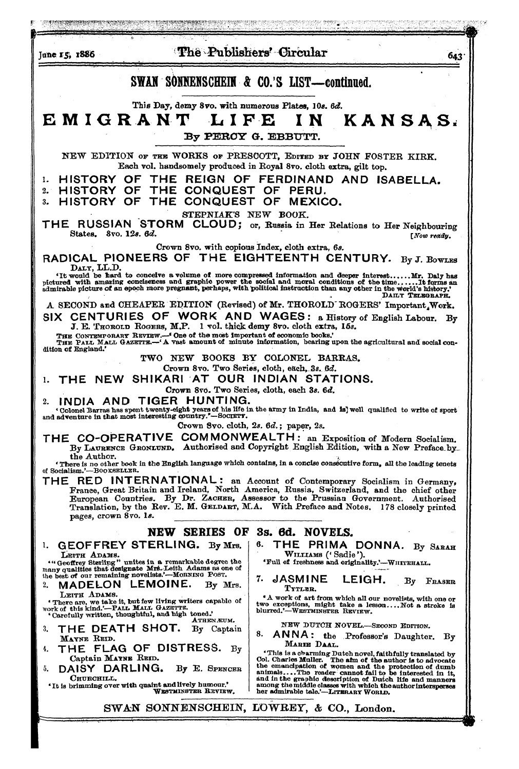 Publishers’ Circular (1880-1890): jS F Y, 1st edition - Ad04901