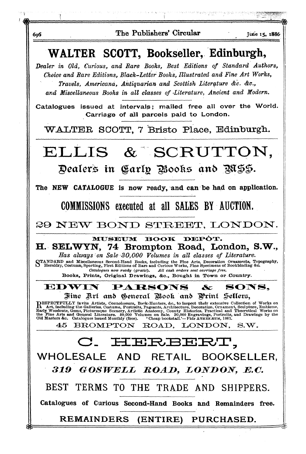 Publishers’ Circular (1880-1890): jS F Y, 1st edition - Ad10202