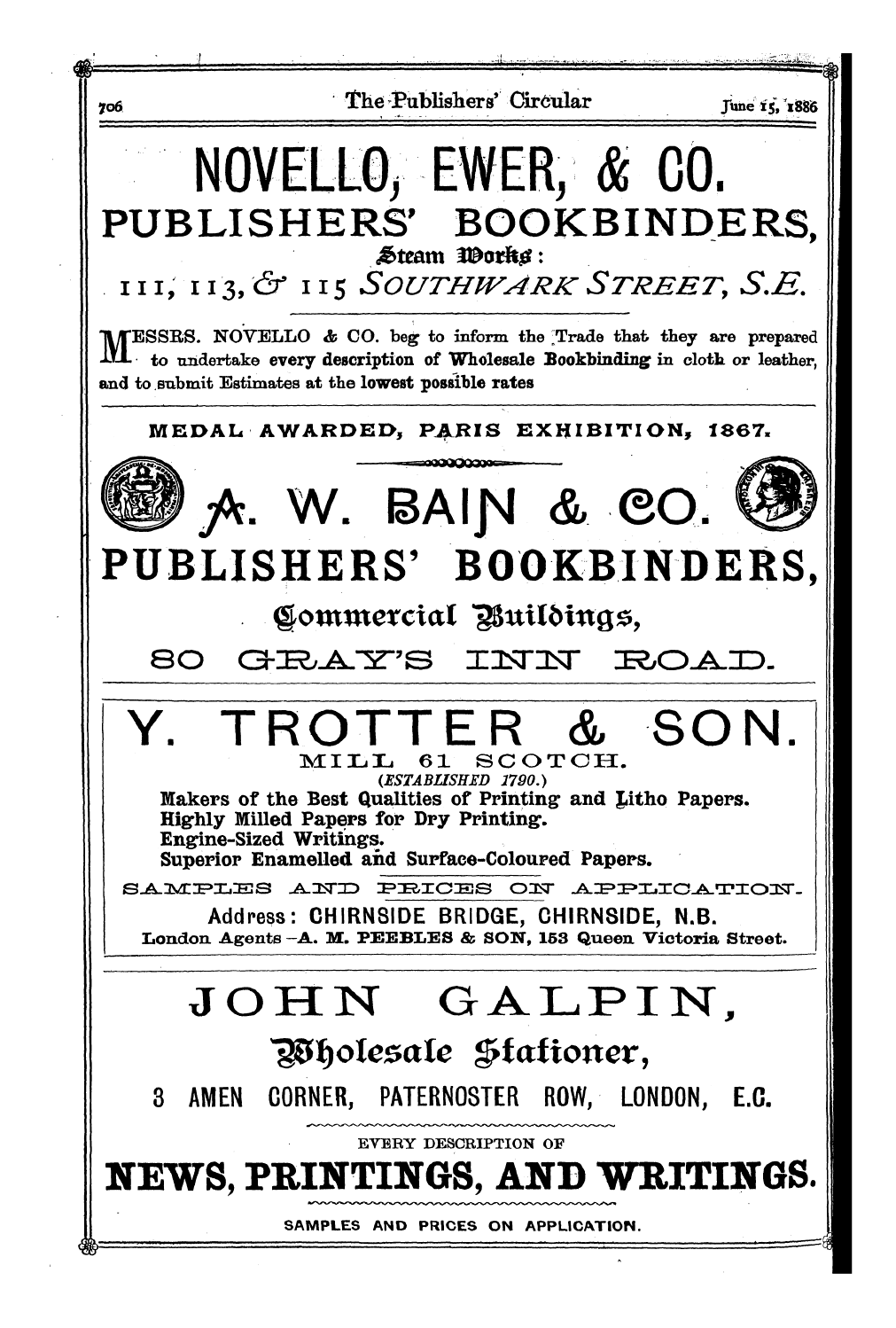 Publishers’ Circular (1880-1890): jS F Y, 1st edition - Ad11204