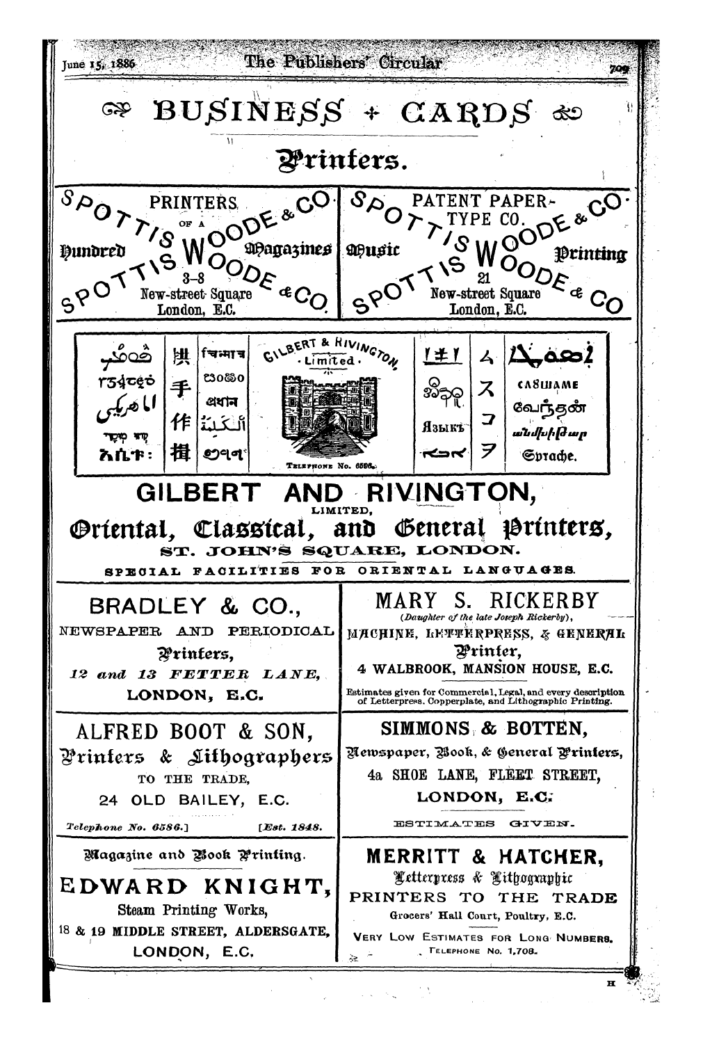 Publishers’ Circular (1880-1890): jS F Y, 1st edition: 115