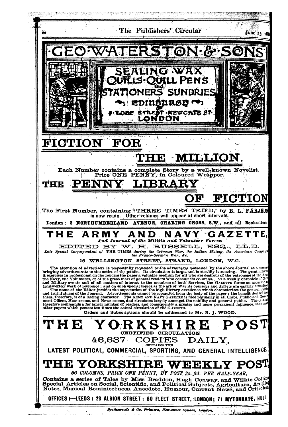 Publishers’ Circular (1880-1890): jS F Y, 1st edition - Jp ^ I T* | I ^ ¦ * " ¦ ¦ _, """"* : ~~ ...