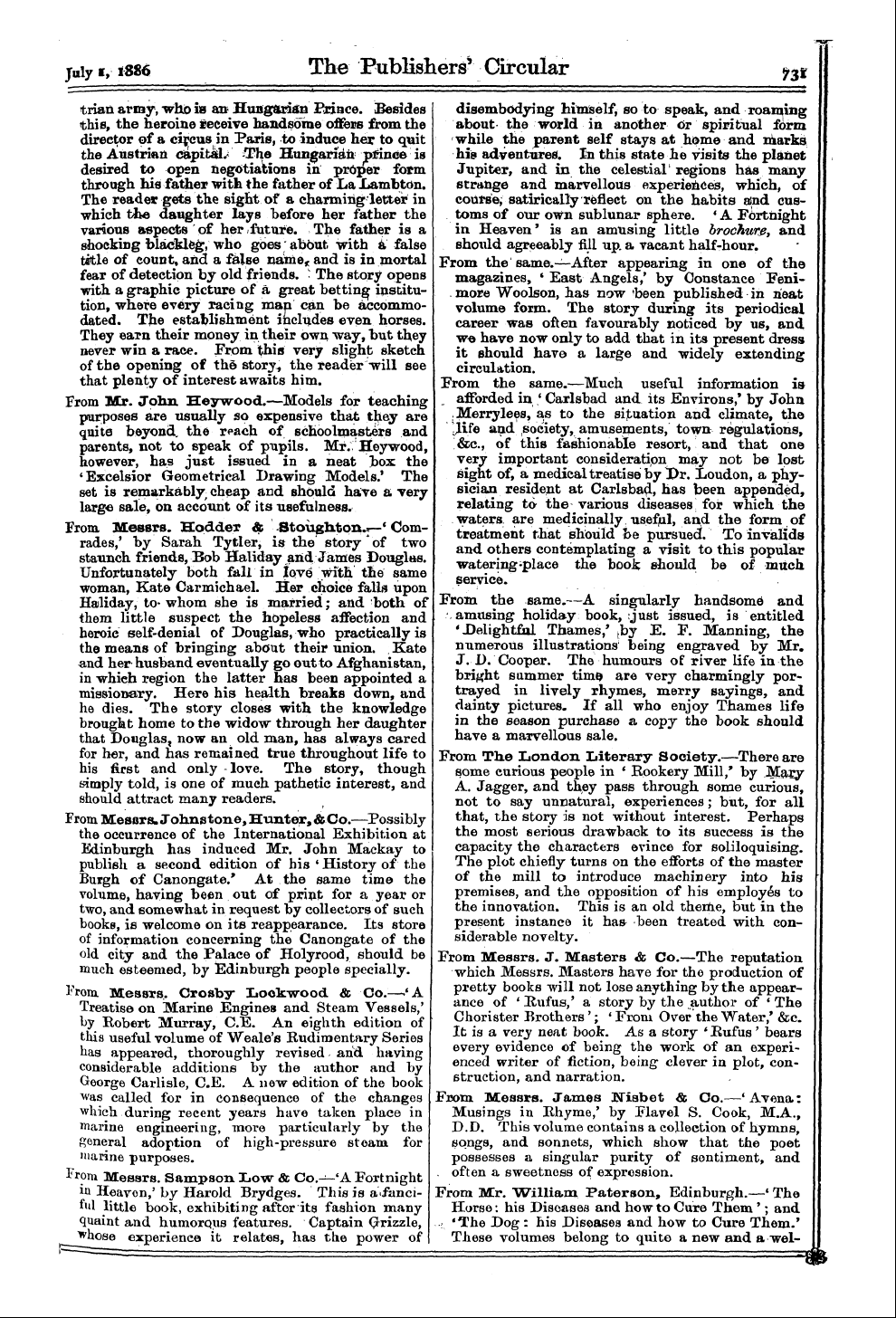 Publishers’ Circular (1880-1890): jS F Y, 1st edition: 13