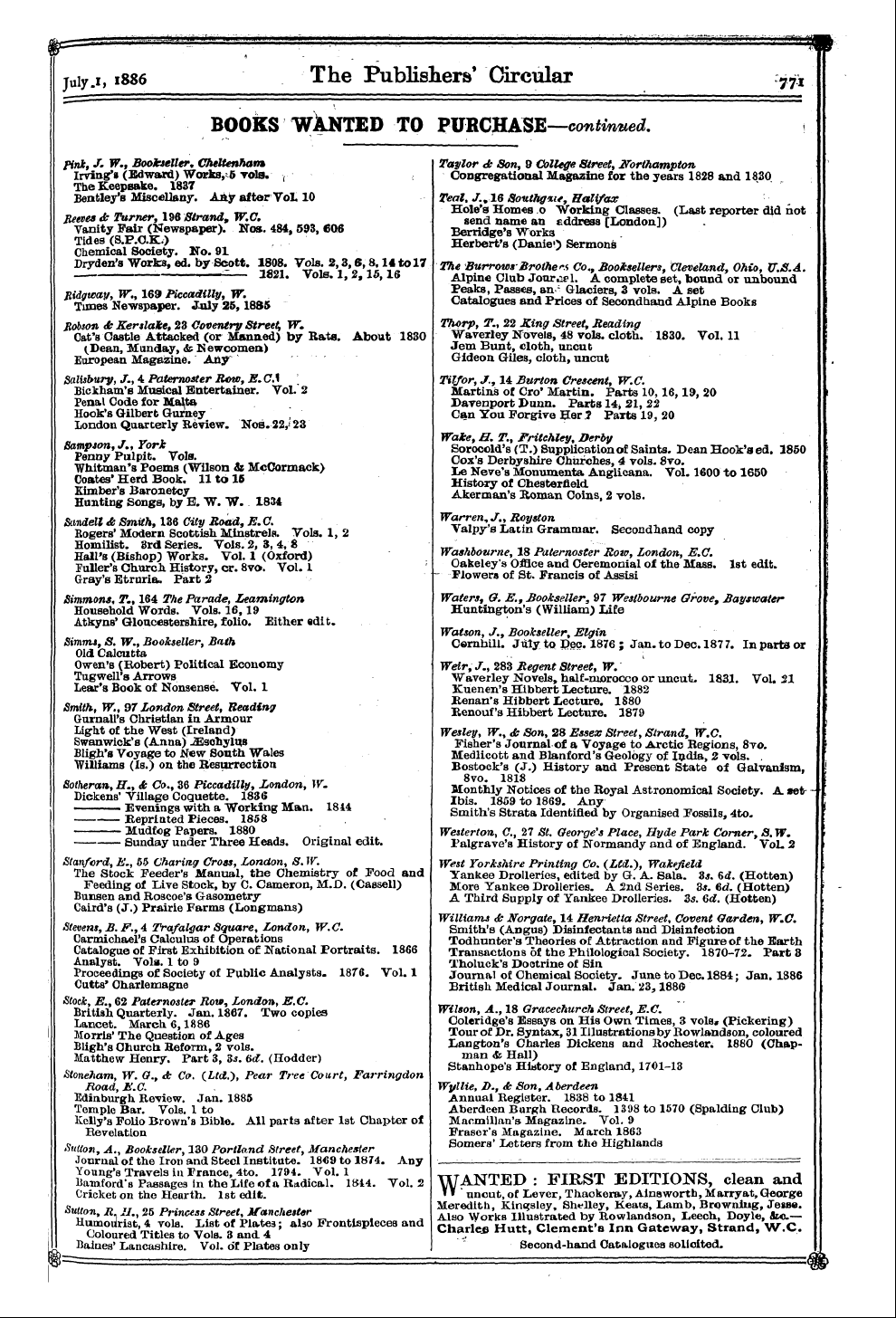 Publishers’ Circular (1880-1890): jS F Y, 1st edition: 53