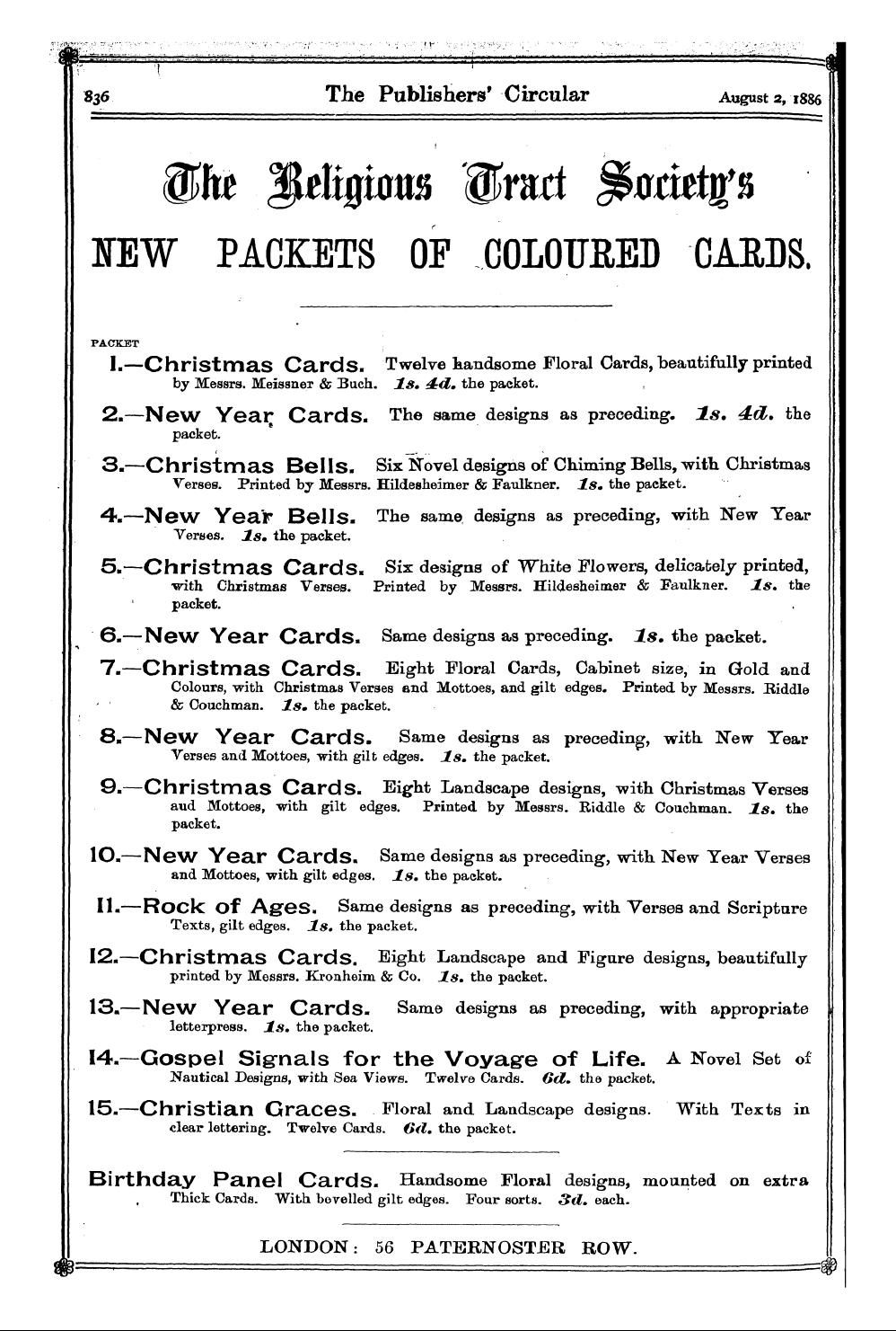 Publishers’ Circular (1880-1890): jS F Y, 1st edition - Ad01801