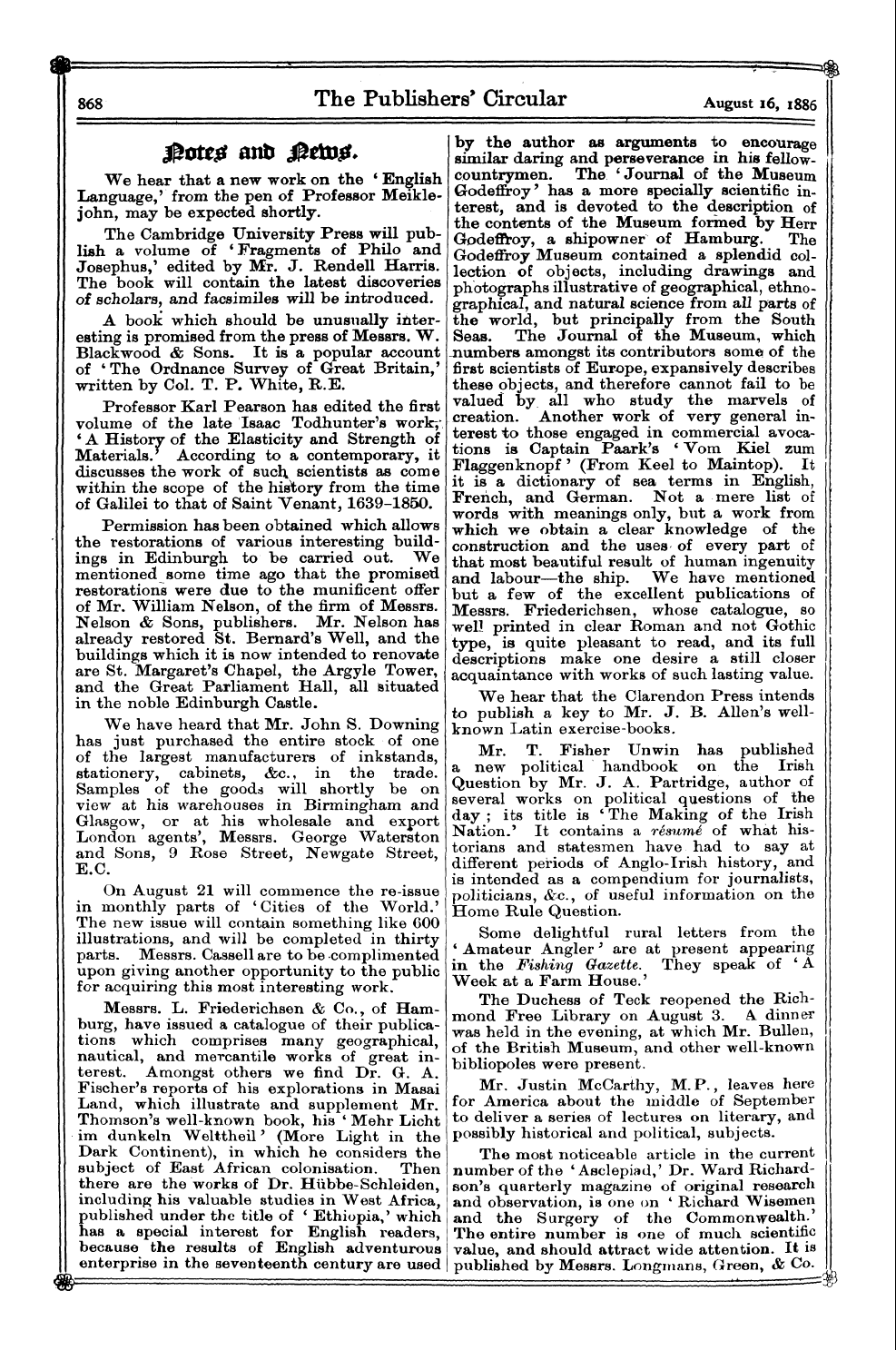 Publishers’ Circular (1880-1890): jS F Y, 1st edition: 6