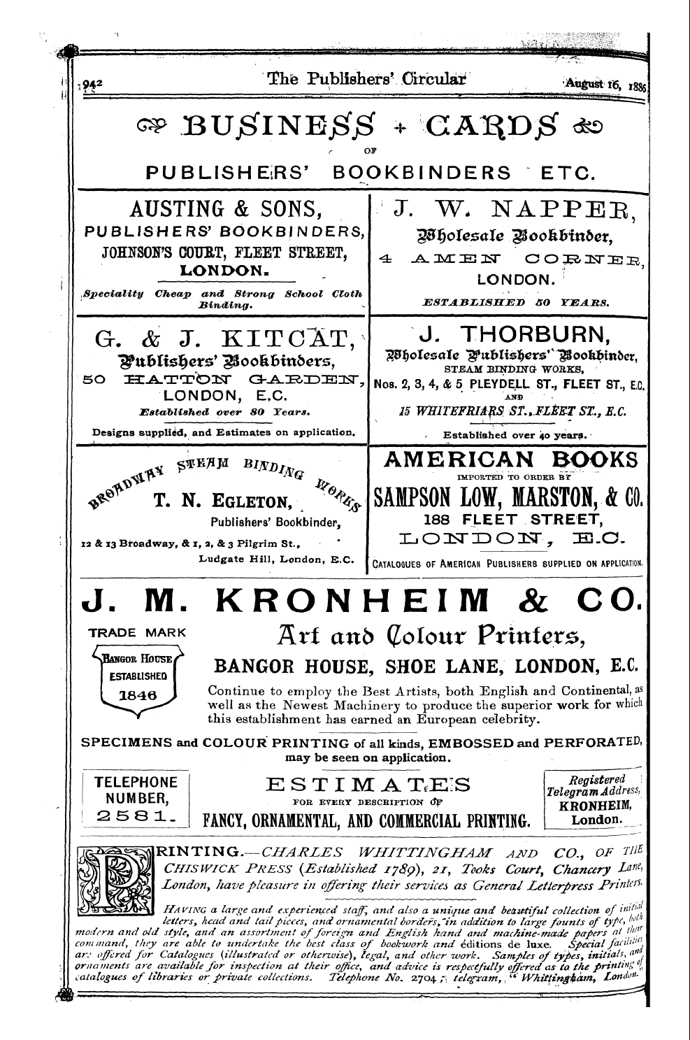 Publishers’ Circular (1880-1890): jS F Y, 1st edition - Ad08002