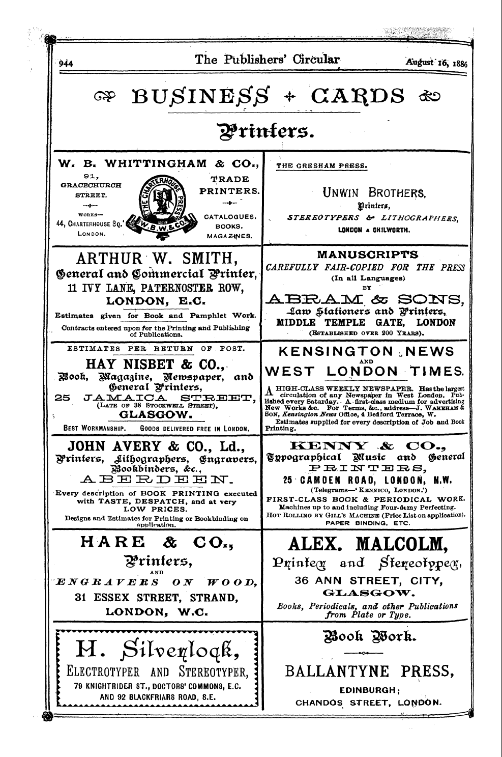 Publishers’ Circular (1880-1890): jS F Y, 1st edition - Ad08213