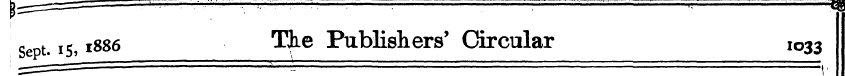 Sept. 15, 1886 The Publishers' Circular ...