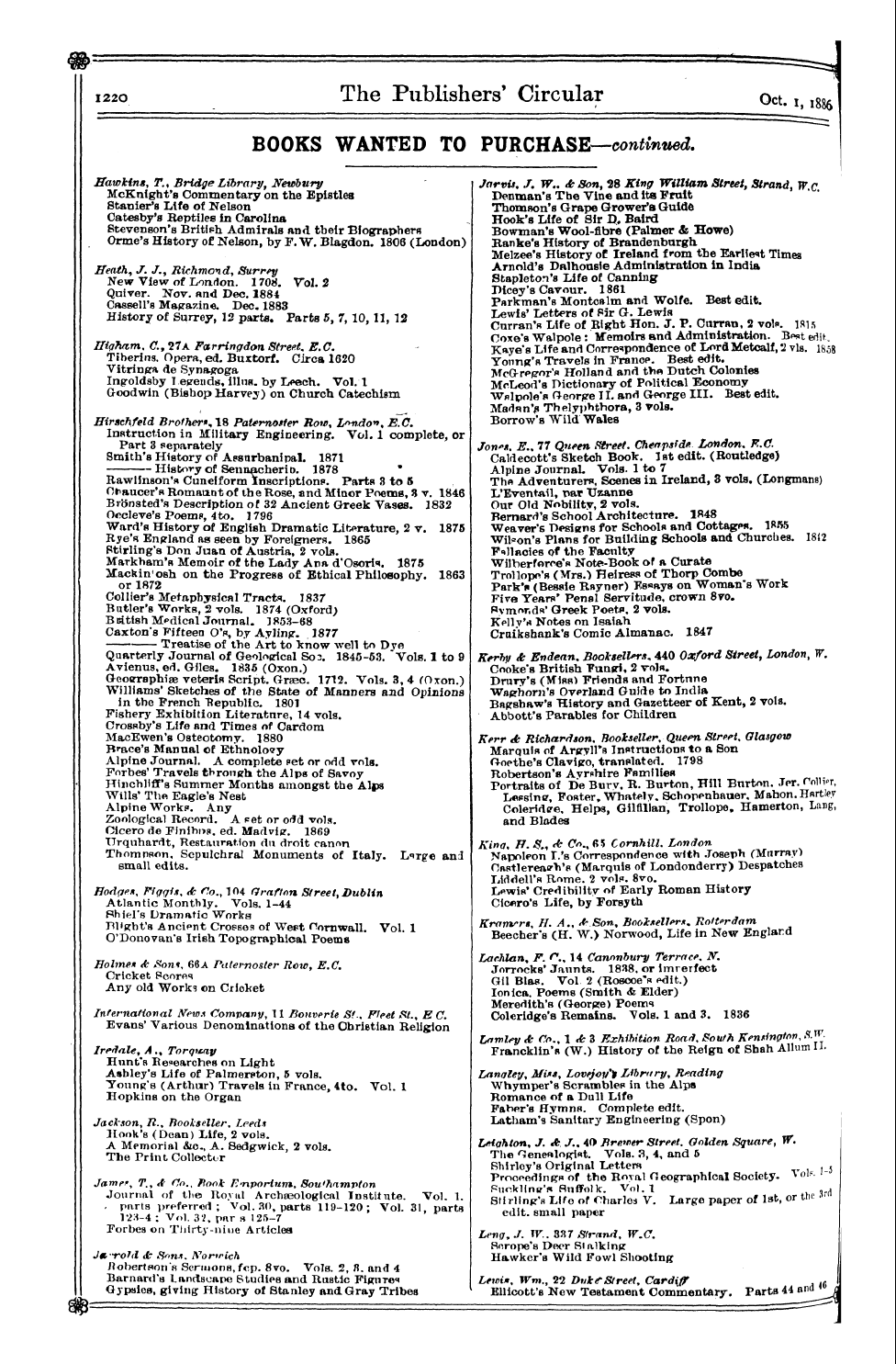 Publishers’ Circular (1880-1890): jS F Y, 1st edition: 174